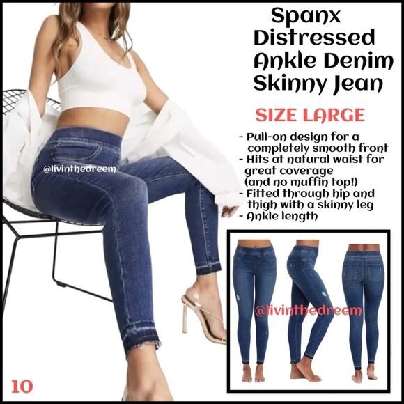 Spanx Distressed Ankle Denim Skinny Jean $128 - Picture 1 of 16